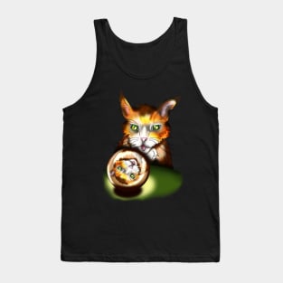 Silly ginger cat with a crystal ball Tank Top